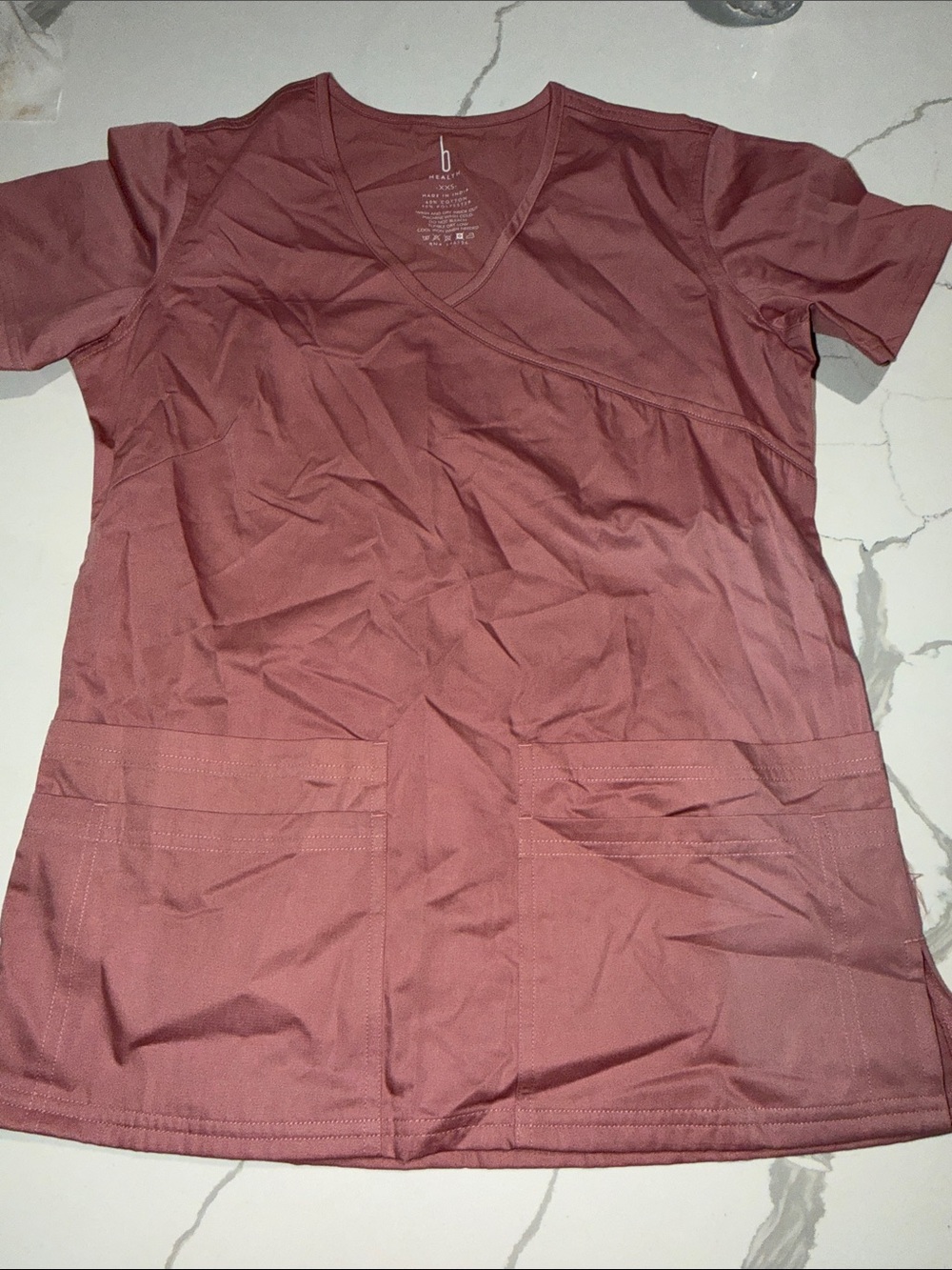 Womens Scrub Top - Rose Mauve V-Neck